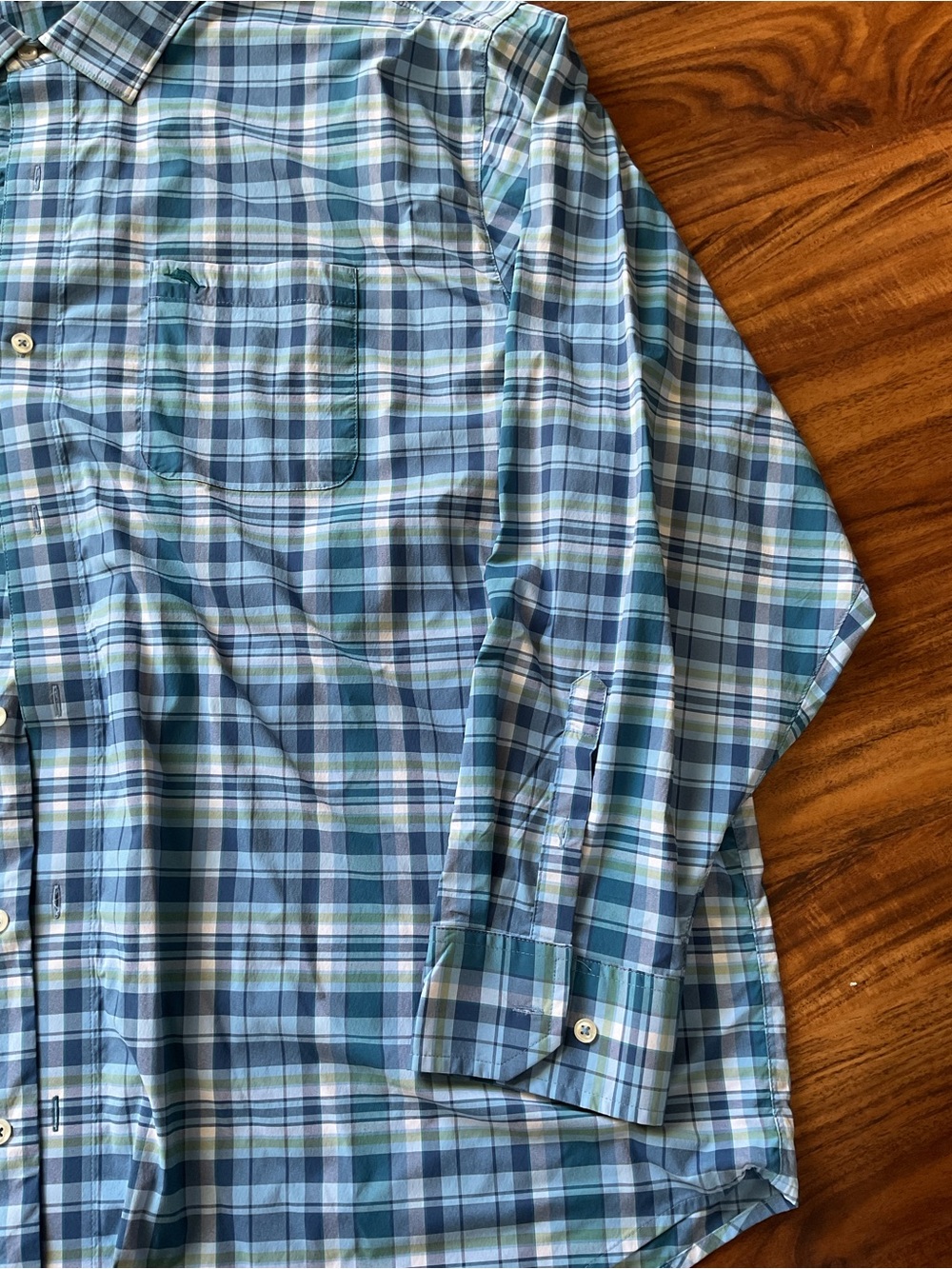 Tommy Bahama Siesta Key Shirt 3XLB Big Tall Blue Teal Plaid IslandZone Stretch - Picture 4 of 7
